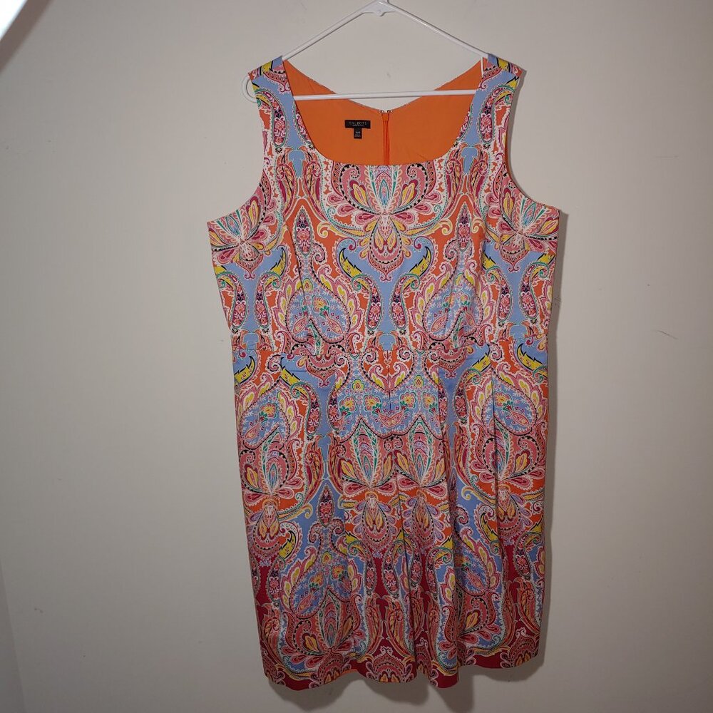 Talbots Paisley Print Sleeveless Summer Dress Midi Size 18P Orange